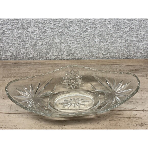 Vtg 1960 Anchor Hocking Star Of David Prescut Glass Small Gondola Bowl Set Of 2 - Picture 3 of 7